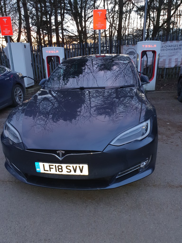 Model S Supercharging at Washington, Tyne and Wear Supercharger.